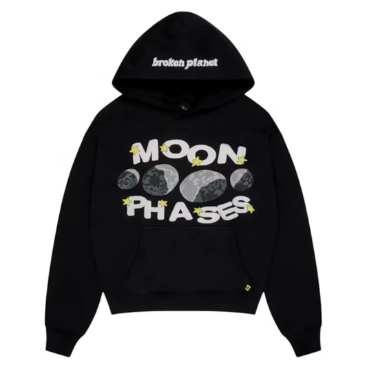 Broken Planet Moon Phases Hoodie Midnight Black